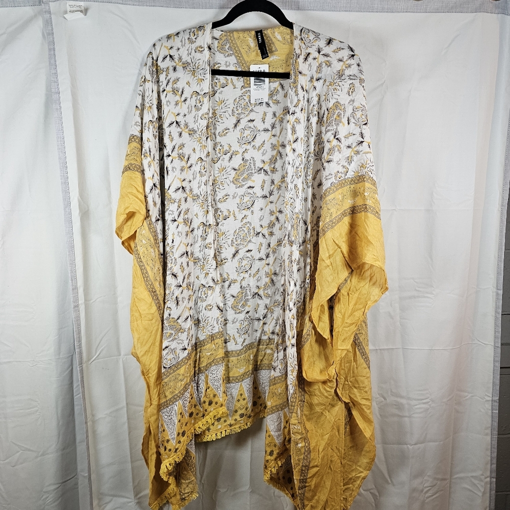 Yellow Floral Sheer Kimono Cardigan - Gentle Fawn